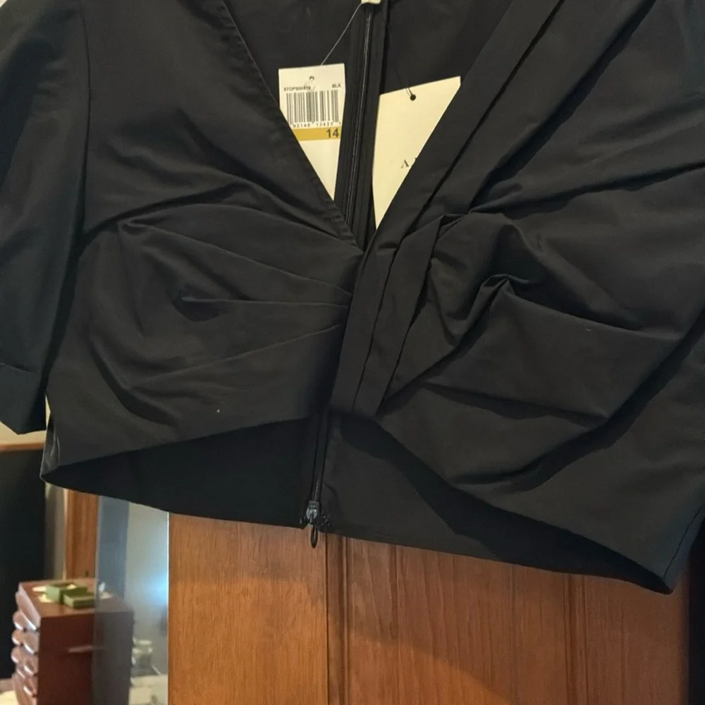 NWT A.L.C. cotton poplin crop top puff sleeve and tiered maxi skirt Black sz 14 - Picture 2 of 4